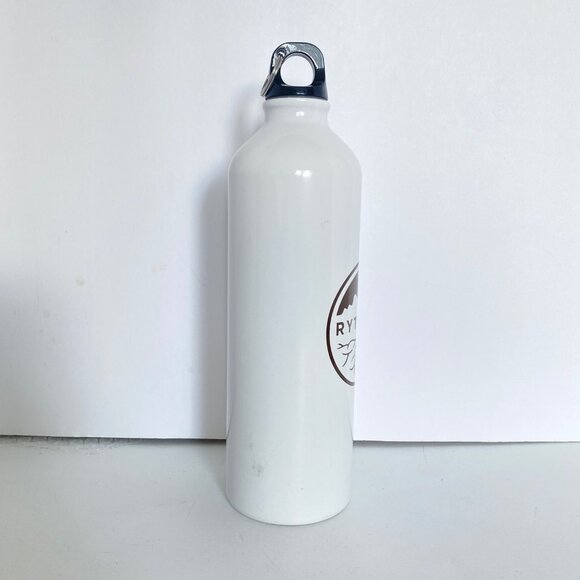Rythmia White Metal Water Bottle With Black Screw Lid Clip 24 Oz Capacity - Picture 2 of 7